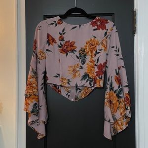 NEW Purple Floral Flowy Sleeve Blouse